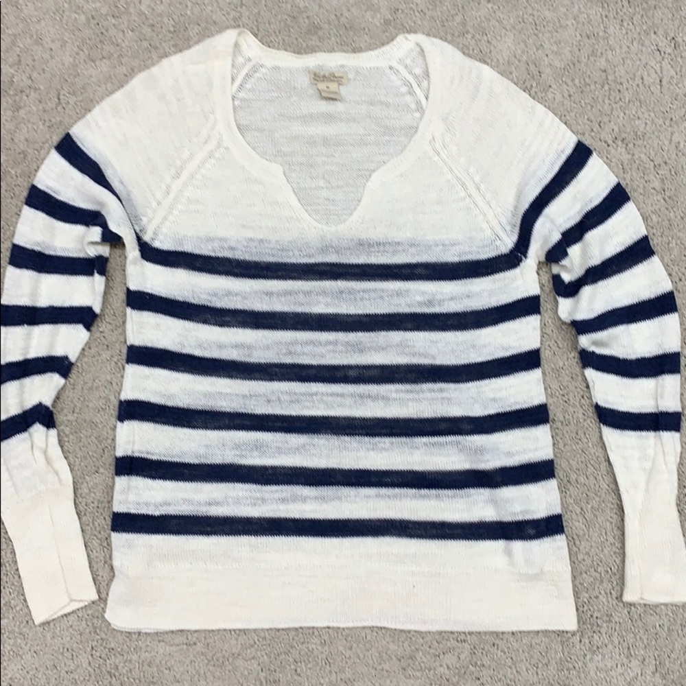 Lucky blue/ivory striped sweater.  Size Medium.